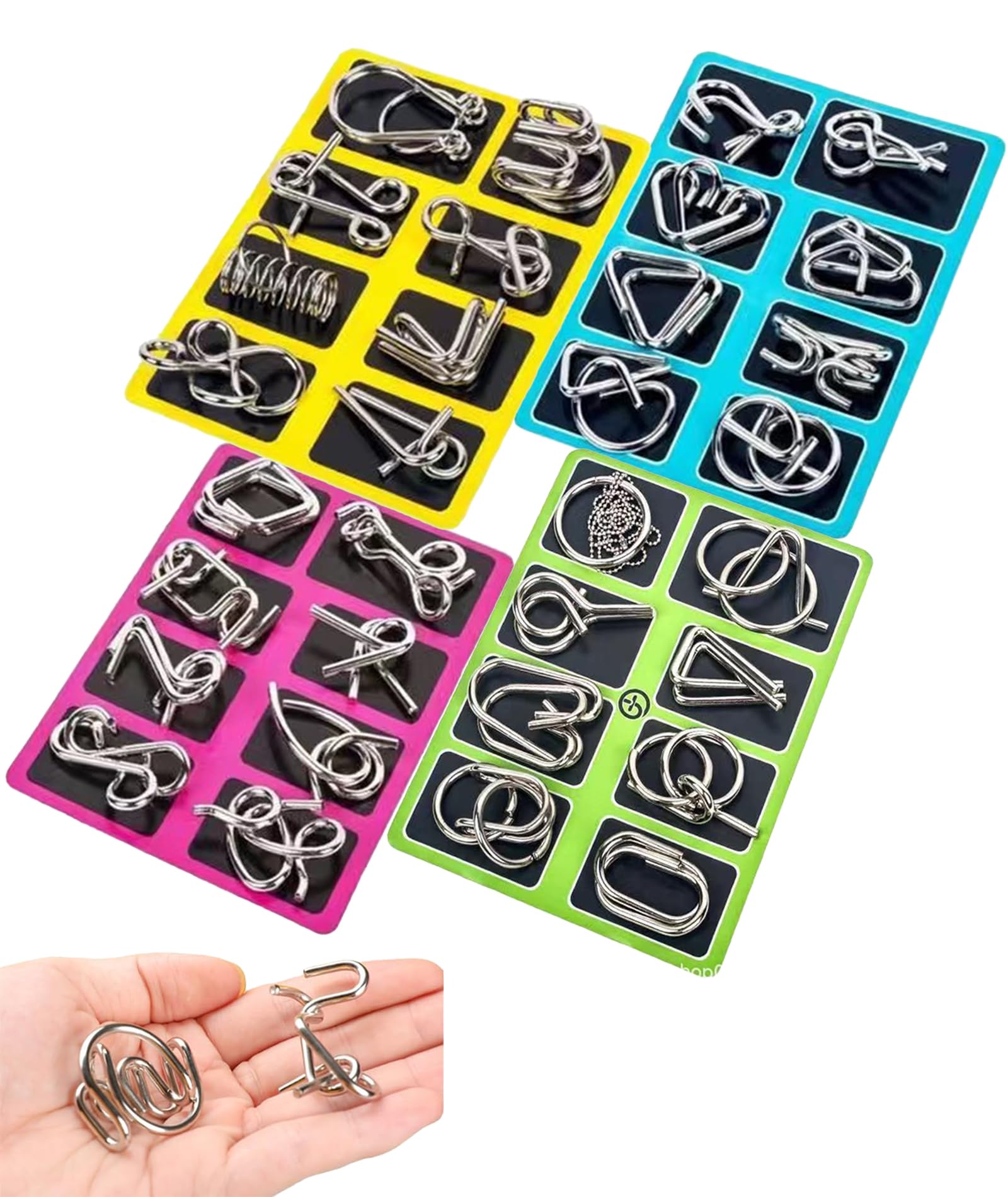 32PCS Metal Puzzle Set, Brain Teaser Puzzles for Adults and Kids